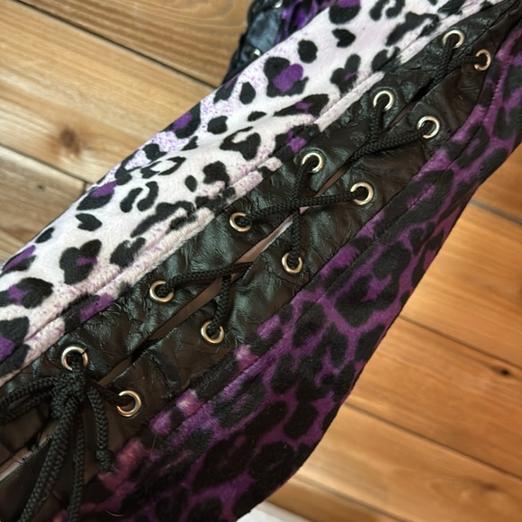 VTG Lip Service Los Angeles purple Cheetah leopard Fuzzy Pants Size 5 - Picture 5 of 8